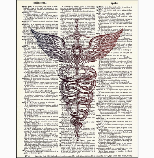 Caduceus Medical Symbol Dictionary Page Art Print