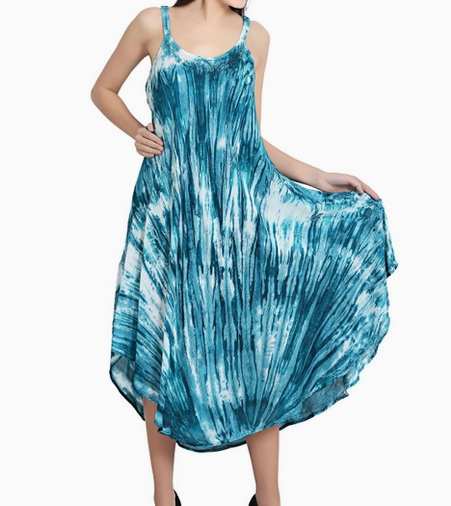 Women's Tie-Dye Mid Length Flowy Dress