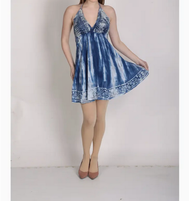 Women's Tie-Dye Crochet Chest Dress