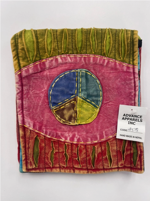 Patchwork Peace Sign Passport Bag