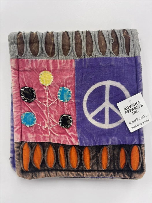 Patchwork Razor Cut Peace Tree Passport Bag