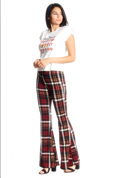 Women's Plaid Wide Leg Flare Pant