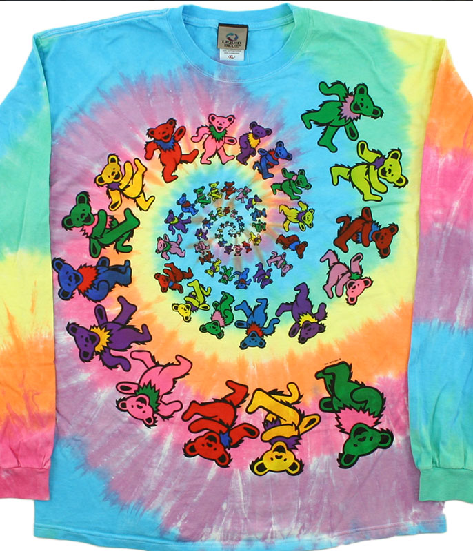 Men's Grateful Dead Spiral Bears LS Tie-Dye T-Shirt