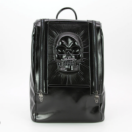 Protruded Skull Head Backpack W/ Zipper Details
