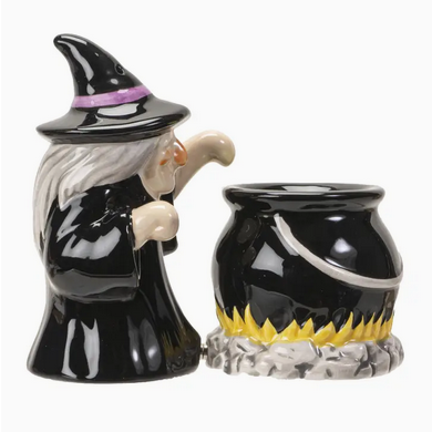 Witch and Cauldron Salt & Pepper Shaker Set