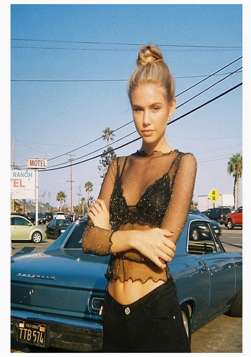 Women's Mesh Shiny Long Sleeve T-Shirt