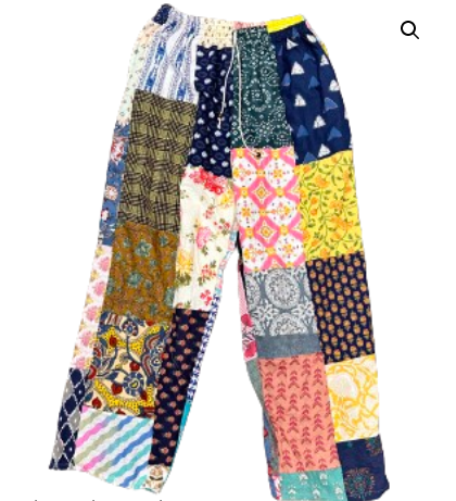Women's Patchwork Elastic Waist Straight Leg Harem Pants