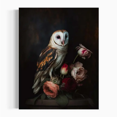 Owl Black and Gold Moody Dark Aesthetic Wall Art