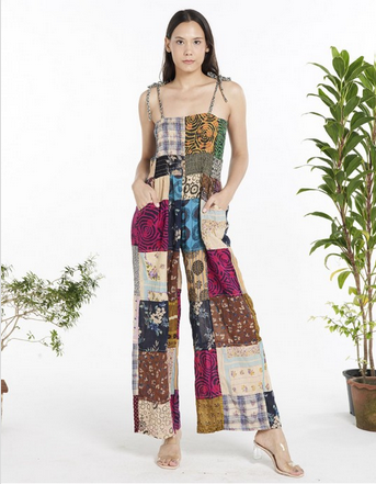 Women's Cotton Patchwork Jumpsuit