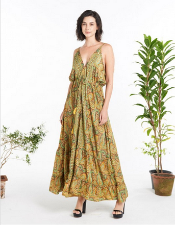 Women's Paisley Polysilk Strapless Dress