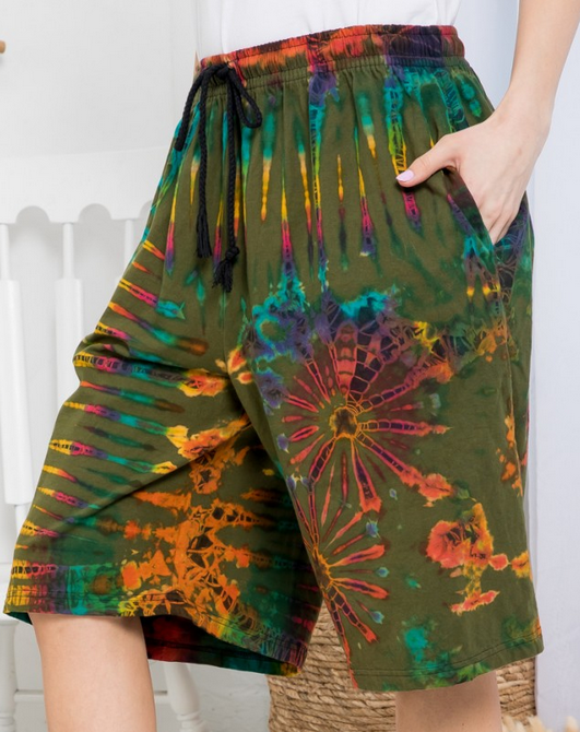 Women's Cotton Tie-Dye Drawstring Classic Shorts