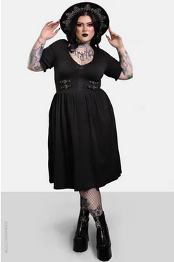Women's Poly-Spandex Fit Flare Oblivion Midi Dress