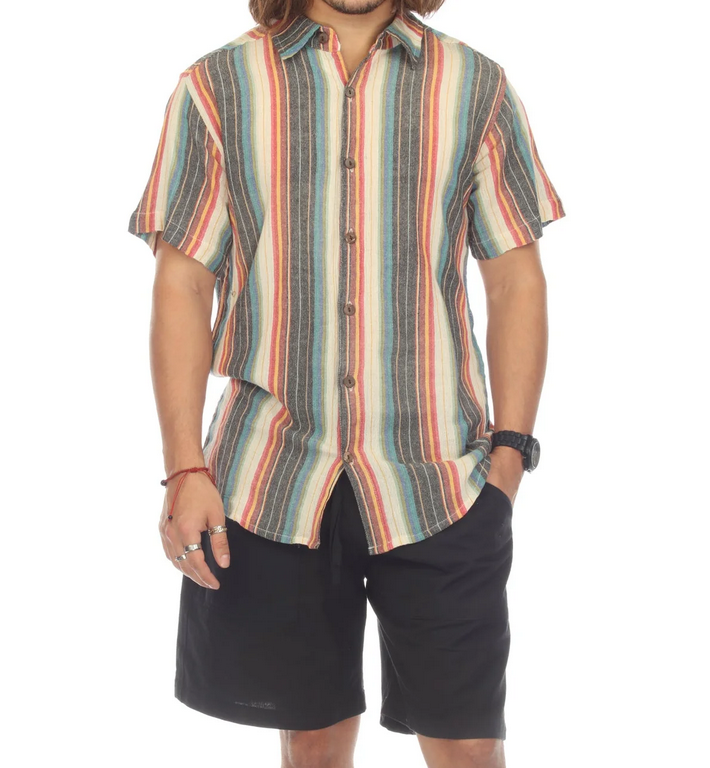 Men's Baja Stripped Button Down Shirt