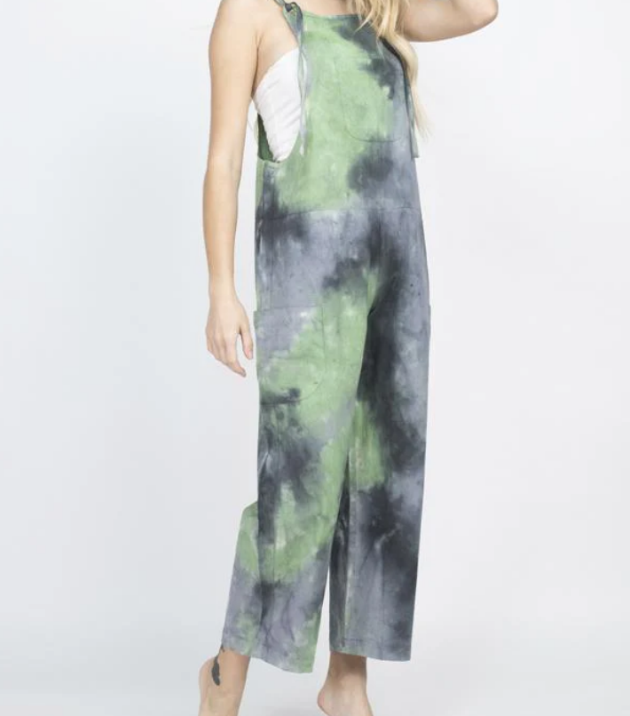Women's Cotton Tie-Dye Oversized Overalls