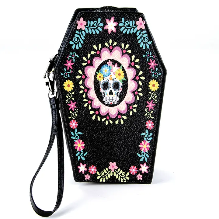 Sugar Skull Coffin Vinyl Wallet