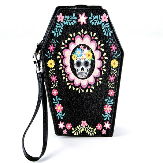 Sugar Skull Coffin Vinyl Wallet