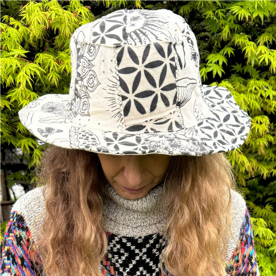 Bendable Mushroom Patchwork Floppy Hat