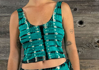 Women's Rayon Spandex Emerald Tie Dye Cap Crop Top