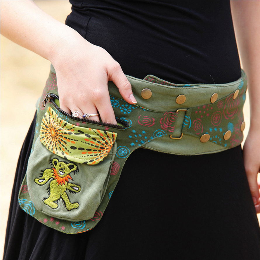 Grateful Dead Cotton Snap Wrap Belt With Embroiderey