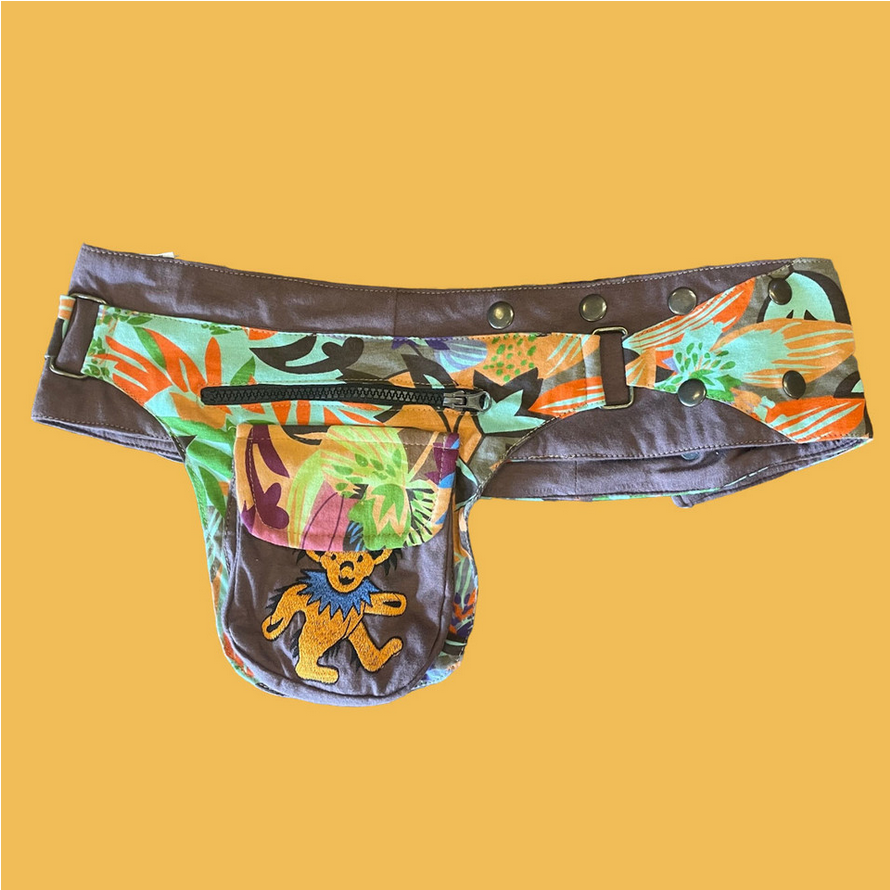 Grateful Dead Cotton Snap Wrap Belt With Embroiderey