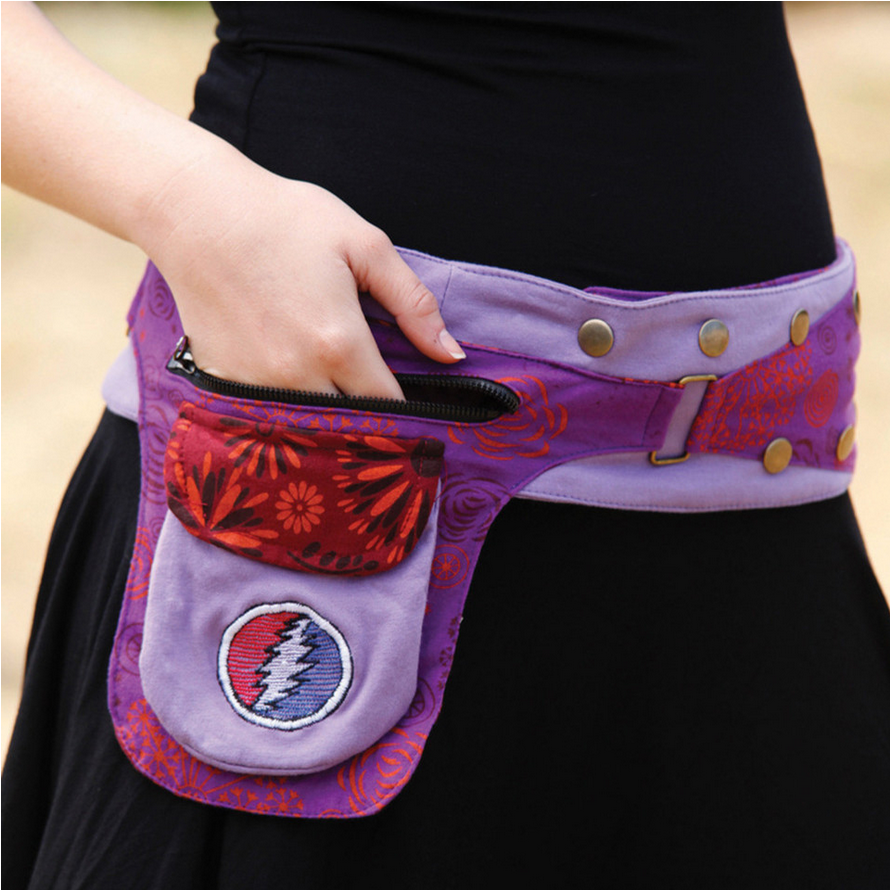 Grateful Dead Cotton Snap Wrap Belt With Embroiderey