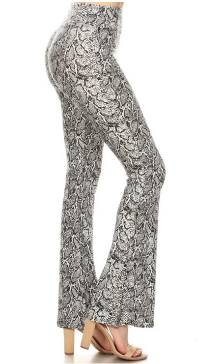 Women's Snake Print Bell Bottom Flare Pants