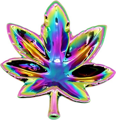 Hemp Leaf Rainbow Iridescent Ashtray