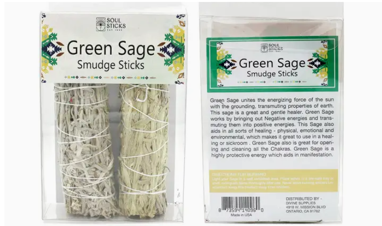 2 Piece Green Sage 4 Inch Smudge Stick Set