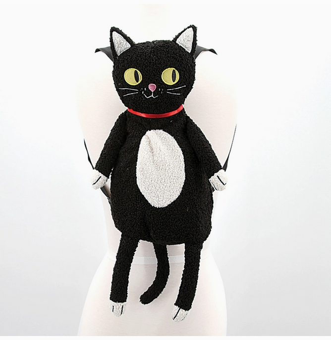 Furry Black Cat Backpack