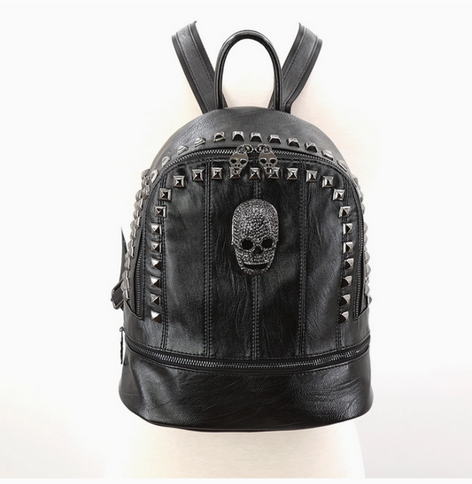 Metal Skull Studded Backpack in Vinyl