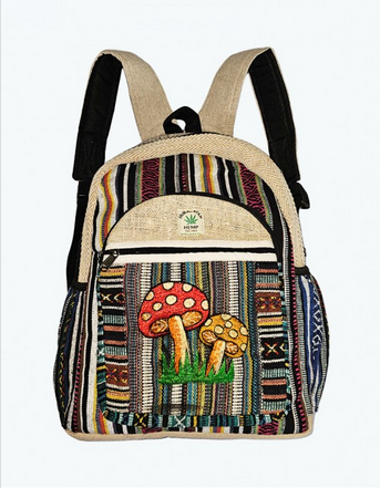 16" Large Red Shrooms Stripes Backpack