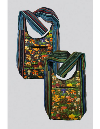 Old School Mushroom Print Hobo Bag