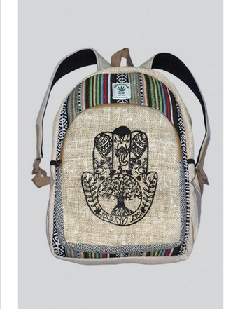 Hamsa Tree of Life Print Hemp Backpack