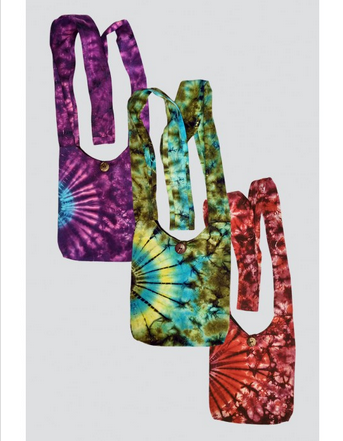 Small Tie-Dye Crossbody Button Latch Hobo Bag