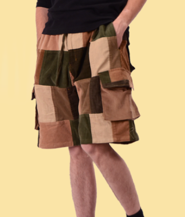 Men's Patchwork Corduroy Cargo Shorts