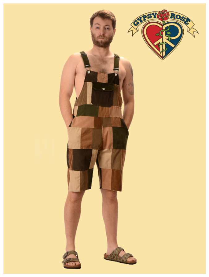 Unisex Patchwork Corduroy Short Overalls