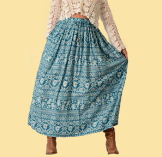 Women's Grateful Dead Dacning Bear Print Rayon Skirt