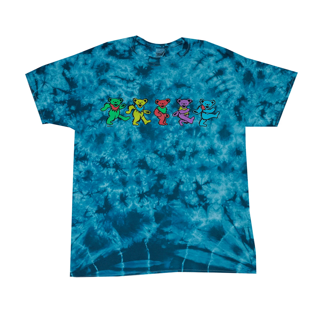 Men's Grateful Dead Dancing Bears Aqua Tie-Dye T-Shirt