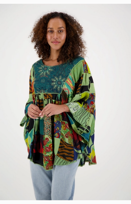 Women's Patchwork Poncho Blouse