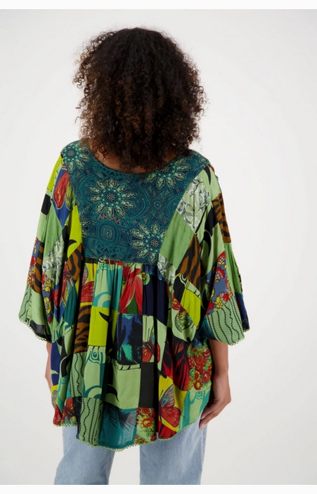 Women's Patchwork Poncho Blouse