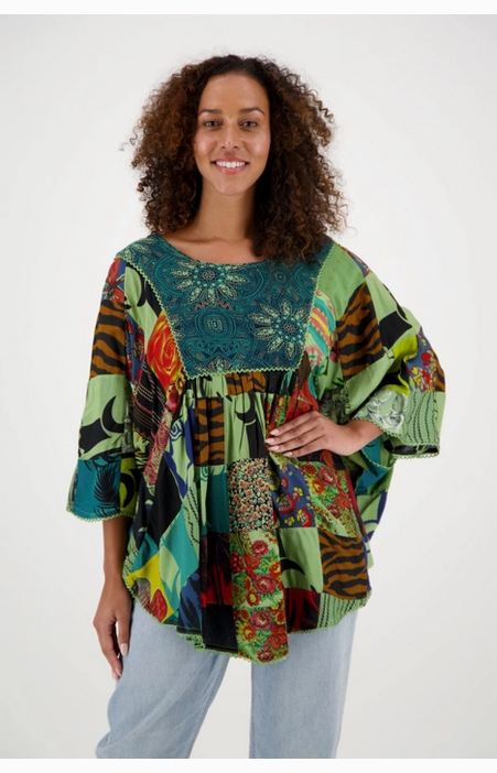 Women's Patchwork Poncho Blouse
