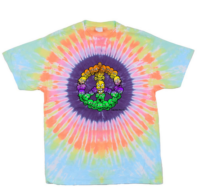 Men's Skull Peace Sign Tie-Dye T-Shirt