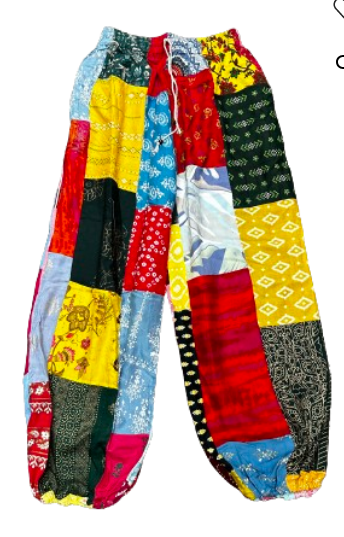 Women's Drawstring Waistband Elastic Ankle Patchwork Harem Pants