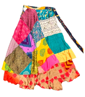 Women's Polysilk Patchwork Wrap Skirt