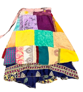 Women's Polysilk Patchwork Wrap Skirt
