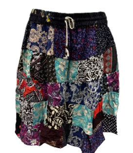 Women's Rayon Patchwork Midi Skirt