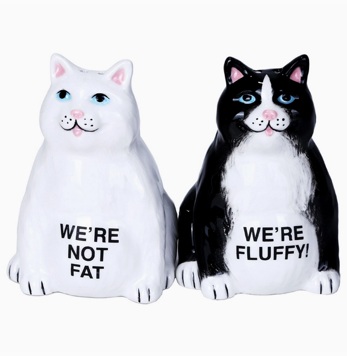 Not Fat Cats Salt and Pepper Shaker Set