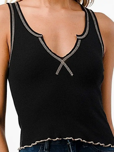 Contrast Thread Thermal Tank Top