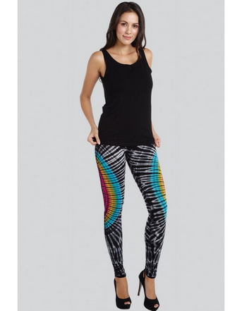 Women's Black & White Sunburst Tie Dye Leggings