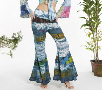 Women's Rayon Patchwork Bell Bottoms